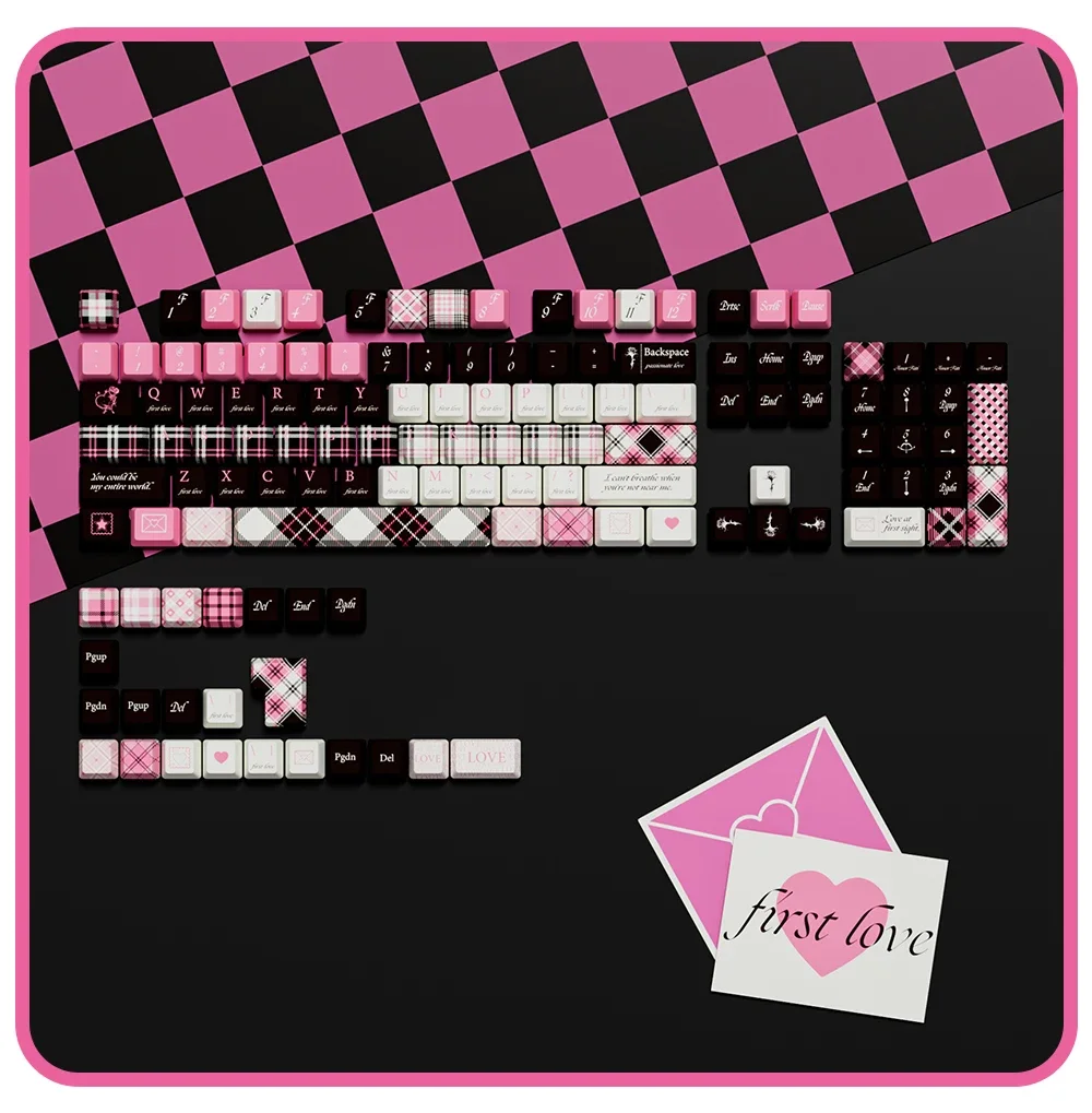 127 Keys First love Keycaps Keyboard Key PBT Chreey Profile Gaming Key Caps for Mechanical Keyboard Accessories 64/68/87/104