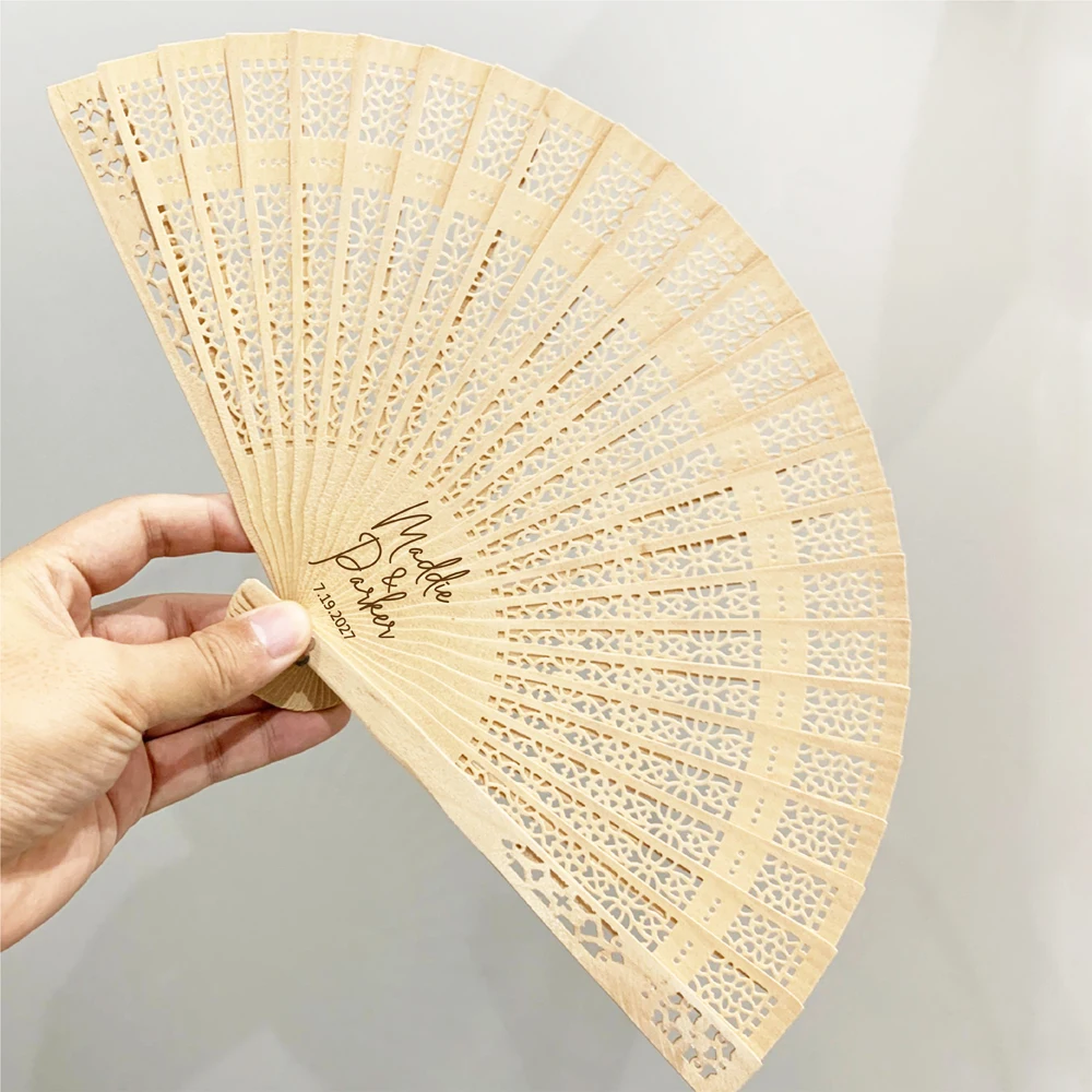 10/50 Pieces Personalized Hand Fan Wedding, wooden folding hand fans, Personalized Fan Wedding Gifts Guests Lot with Fan Bag