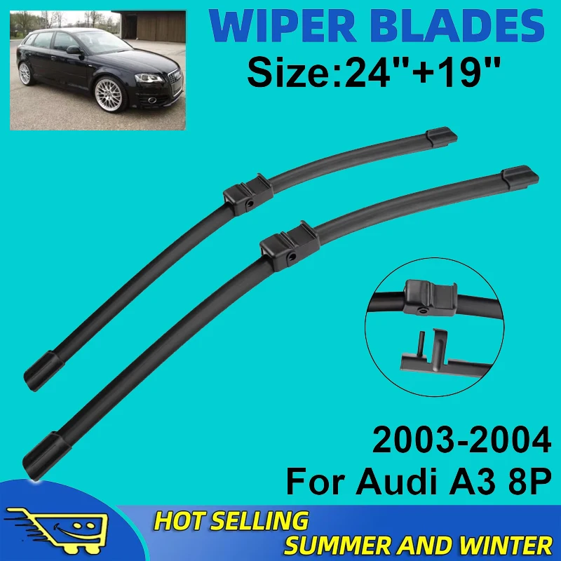 

2PCS Wiper Blades Set Kit For Audi A3 8P 2003-2004 Front Windshield Brushes Windscreen Window Accessories