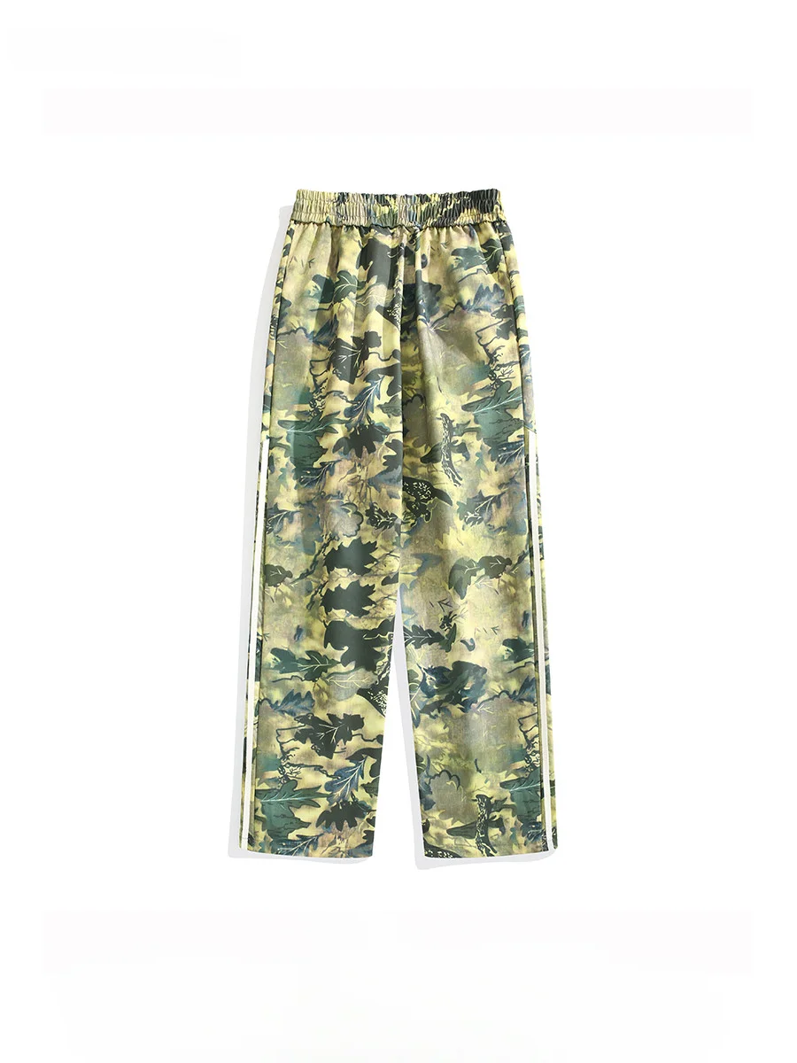 Men's American Style Three-bar Striped Camouflage Workwear Pants Trendy Street Casual Handsome Straight Loose Sports Trousers