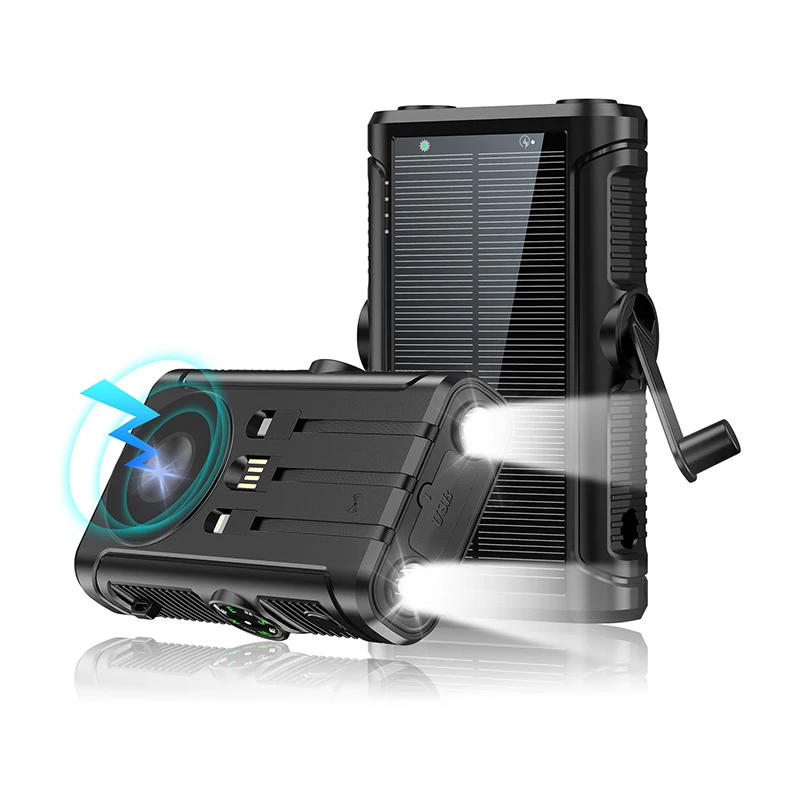 

22.5W Hand Crank Solar Power Bank 20000mAh 15W Magnetic Wireless Charger Magsafe Powerbank for iPhone 16 15 14 13 iWatch Airpods