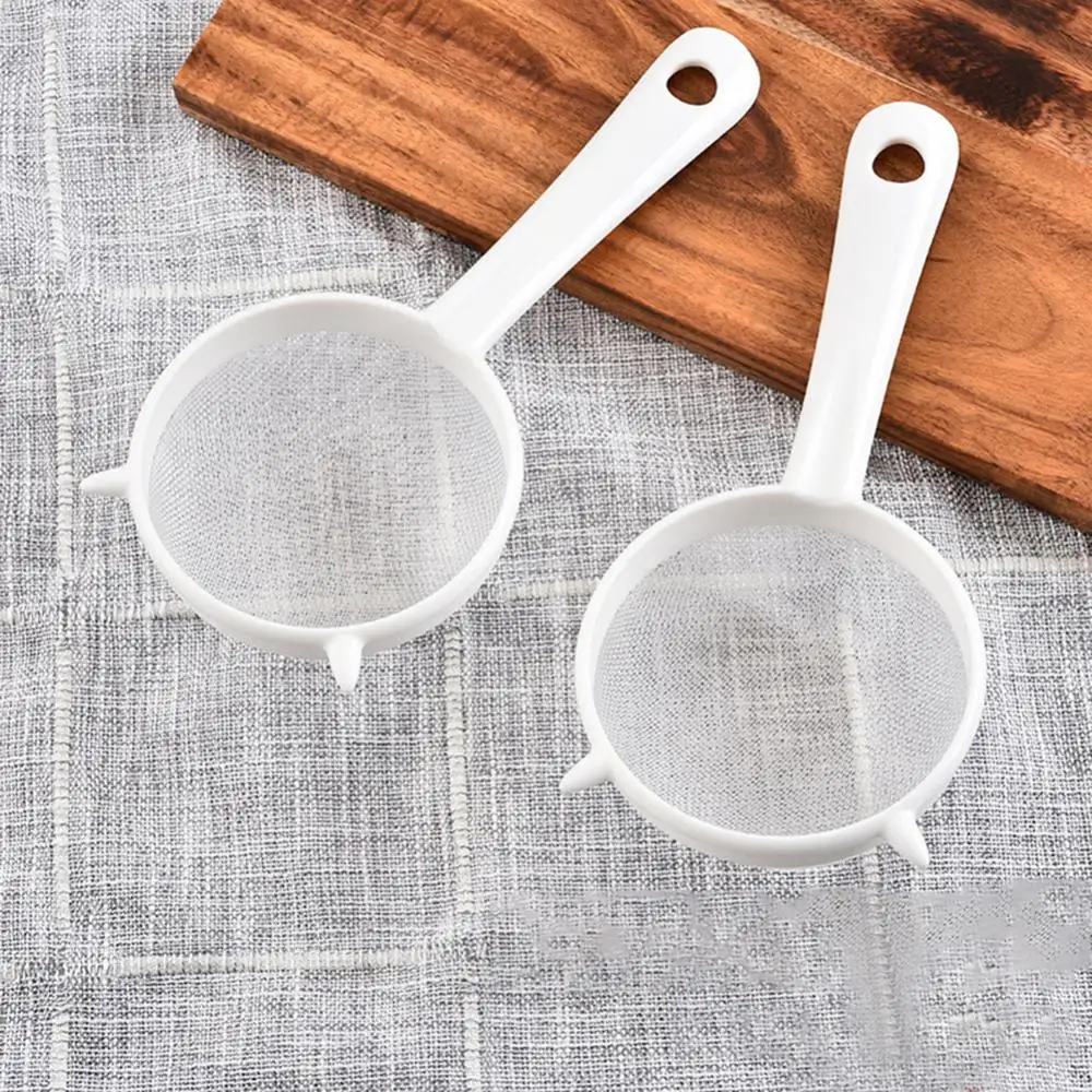 Reusable Kitchen Handheld Plastic Screen Mesh Tea Leaf Strainer Flour Sieve Colander Kitchen Accessories