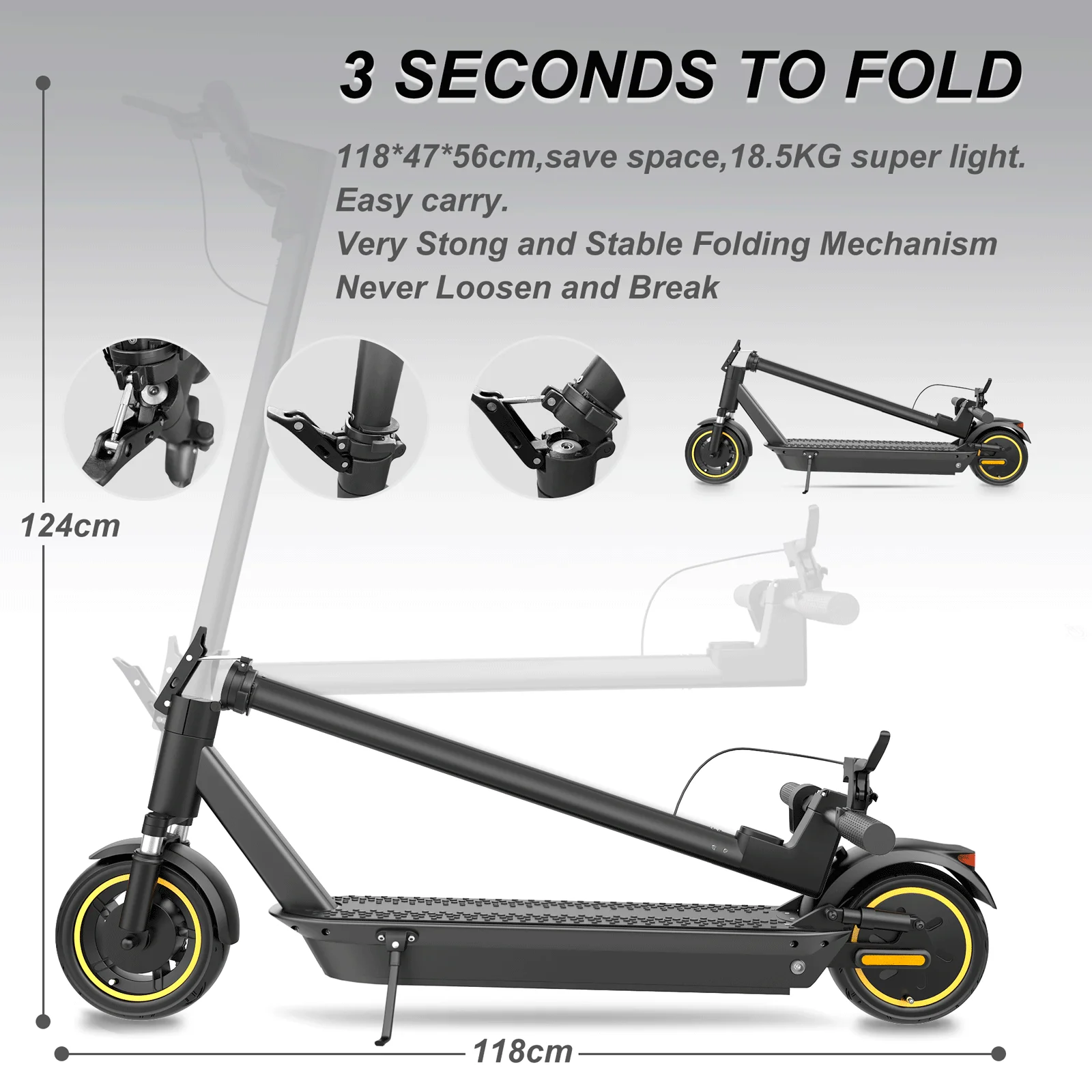 AOVOPRO 48V 500W ESMAX Electric Scooter 10 Inch Tire 2 wheel 500W Folding E-scooter 35-45KM Super Long Range with 3 speed modes