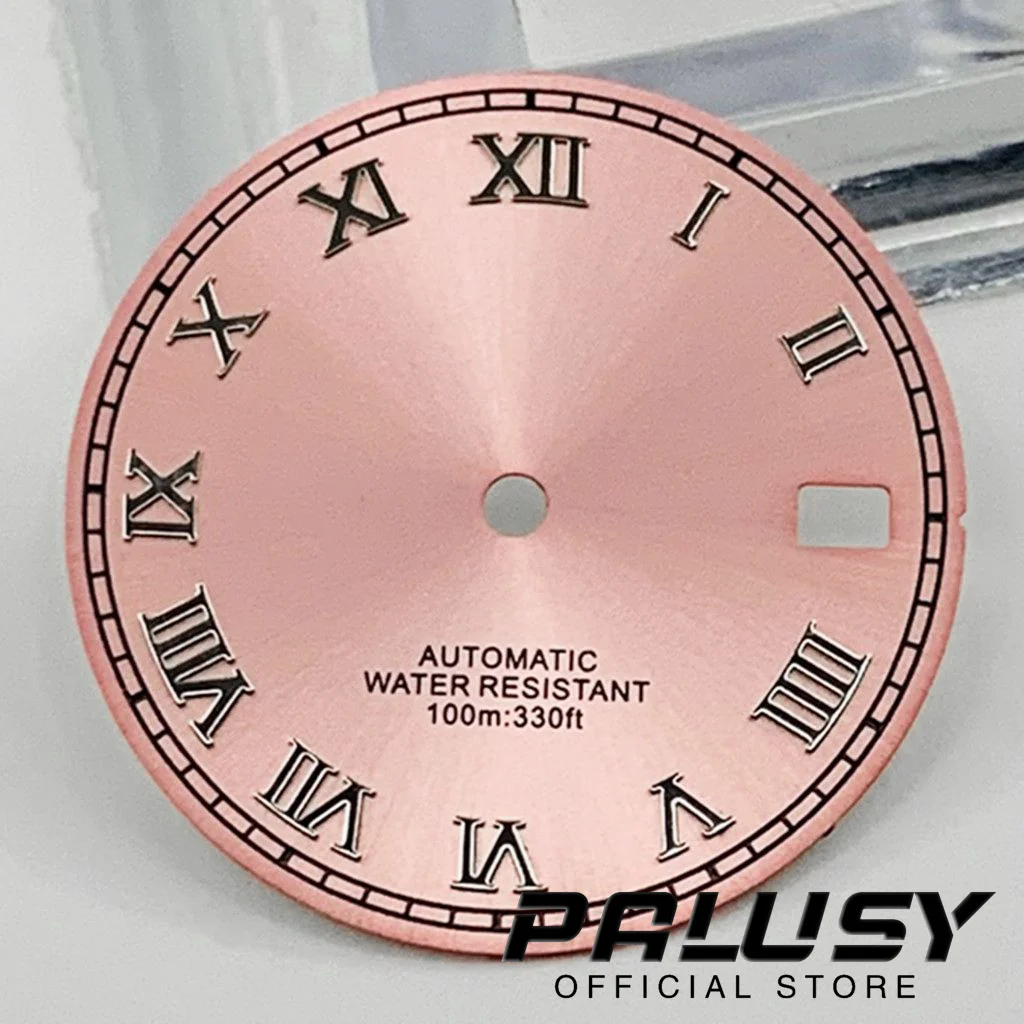 Nh35 29mm Pink Dial Watch Dial For NH35A 4R35 Movement Roman Numerals Watch Faces Replacement Parts