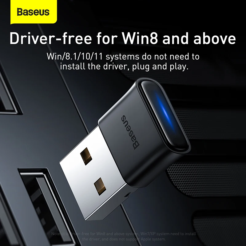 Baseus-Adaptador Bluetooth USB, Receptor de Áudio de Música, Transmissor para PC, Alto-falante portátil, Mouse sem fio, Dongle Bluetooth, 5.1 5.0,