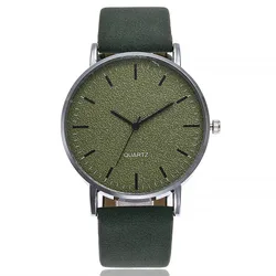 New Fashion Casual Watch Men Green Watches Leather Band Quartz Wristwatches Ultra Thin Male Clock Relogio Masculino Reloj Hombre