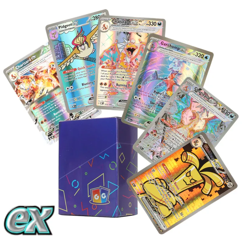 60/100 Stück Pokemon-Karten Neue EX Obsidian Flames Titankristall Charizard Pokemon-Karten Englische Version