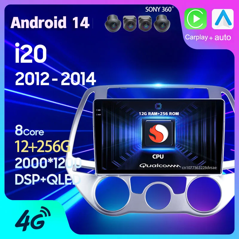 

Android 14 Carplay Auto For Hyundai i20 PB 2012 2013 2014 Car Radio GPS Head Unit BT Video Navigation Player WIFI+4G 2Din Stereo