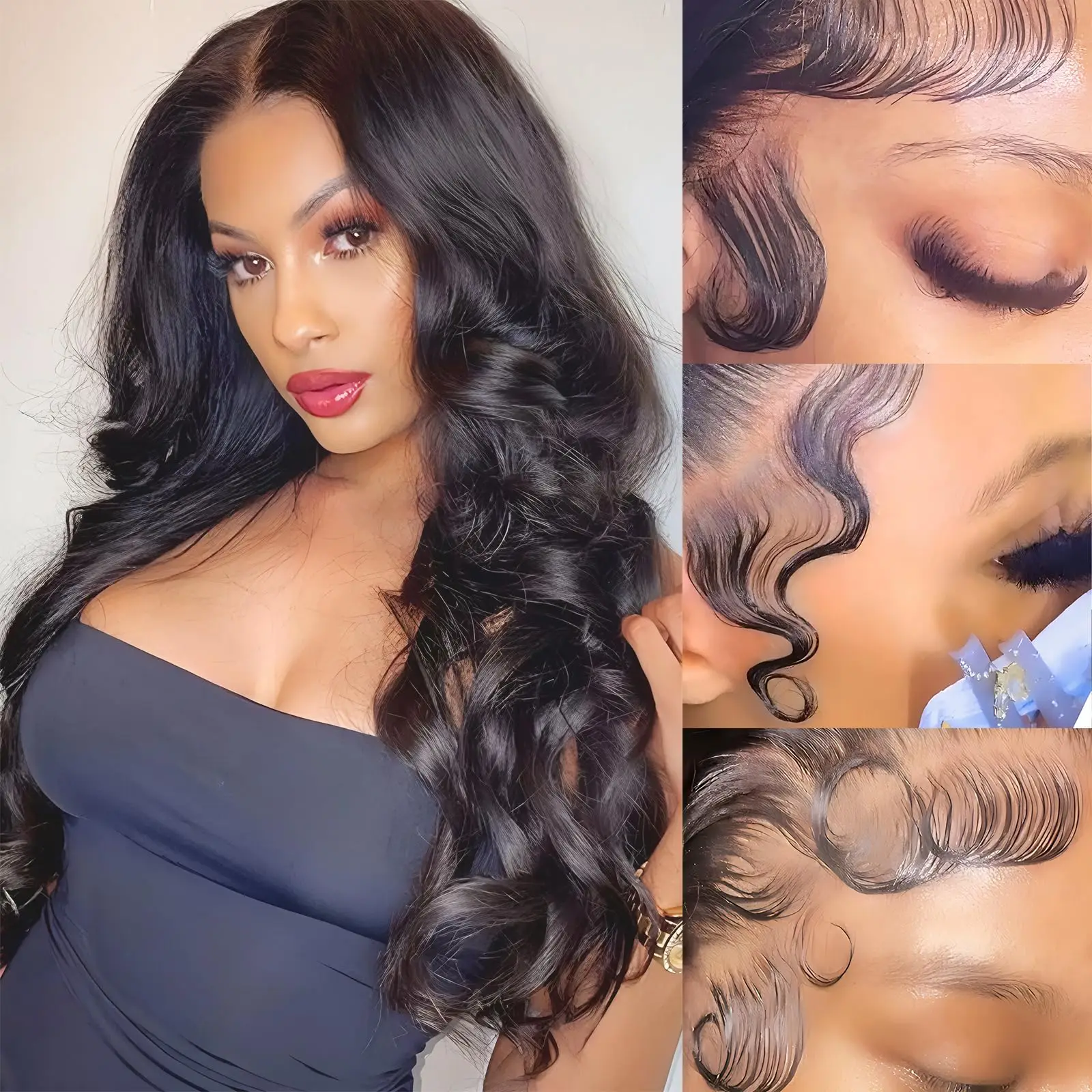 40 Inch Body Wave Lace Front Wig 13x6 200 Density Natural Black Brazilian Water Wave Human Hair Wigs For Women Pre Plucked Lace