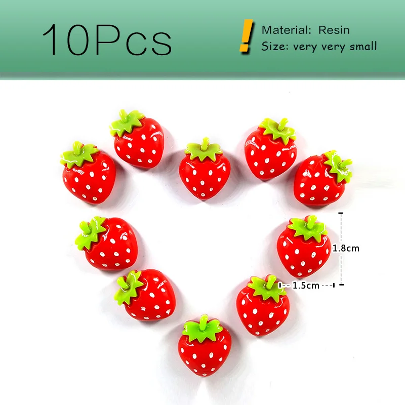 10pcs Red Strawberry Fridge Magnets Food Resin Whiteboard Refrigerator Megnetic Message Post Home Kitchen Decoration Accessories