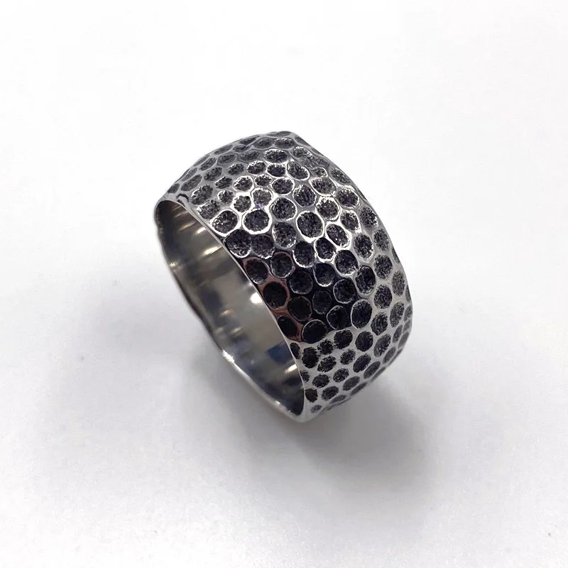 Nordic Vintage Cracking Circle Stainless Steel Point Unisex Ring Punk Party Gift For Mens Simple Rings Jewelry Wholesale Fashion