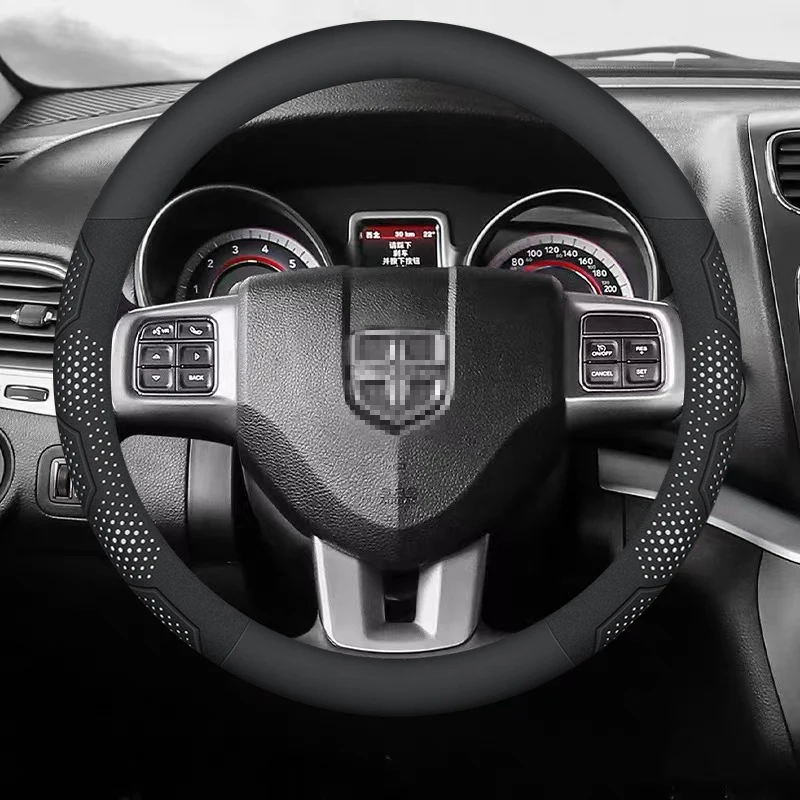 For Dodge Durango Challenger RAM 1500 Dart Journey Charger Nitro Avenger Carbon fiber Suede Car Steering Wheel Cover Accessories