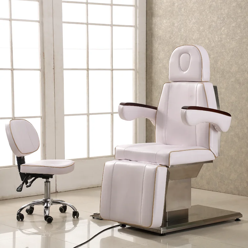 White Stainless Steel Metal Base 3 Motor Electric Lifting Beauty Massage Bed Can Be Customized Color LOGO view 4