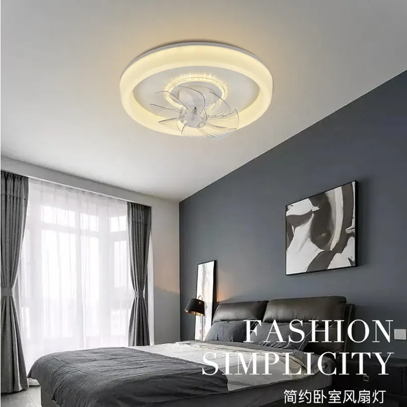 Ceiling Fan Light Living Room Invisible Scandinavian Ceiling Fan Restaurant Bedroom Simple Modern LED Ceiling Fans light