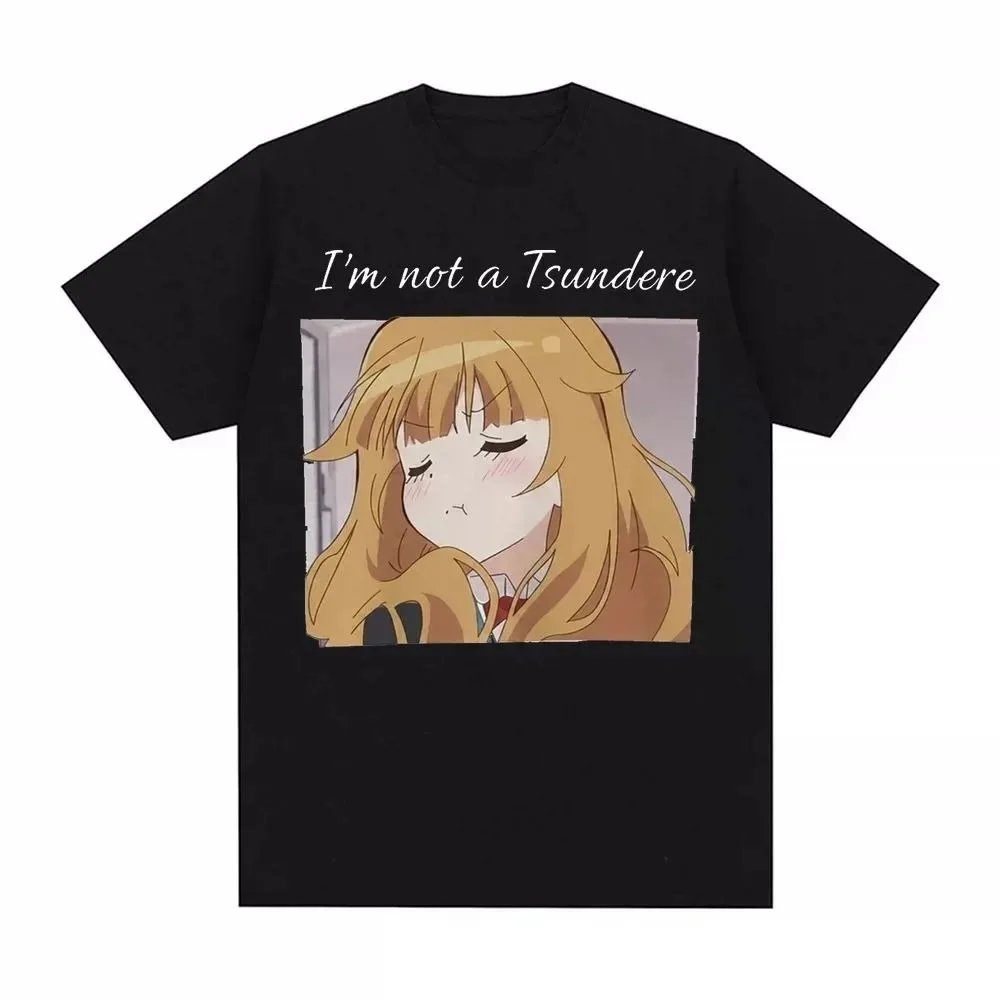 Camiseta con diseño de un meme de una chica de anime que no es una chica «tsundere», unisex, con estampado para fans del anime, ideal para el verano, de manga corta, estilo casual, ropa de calle de Harajuku, camiseta de manga.