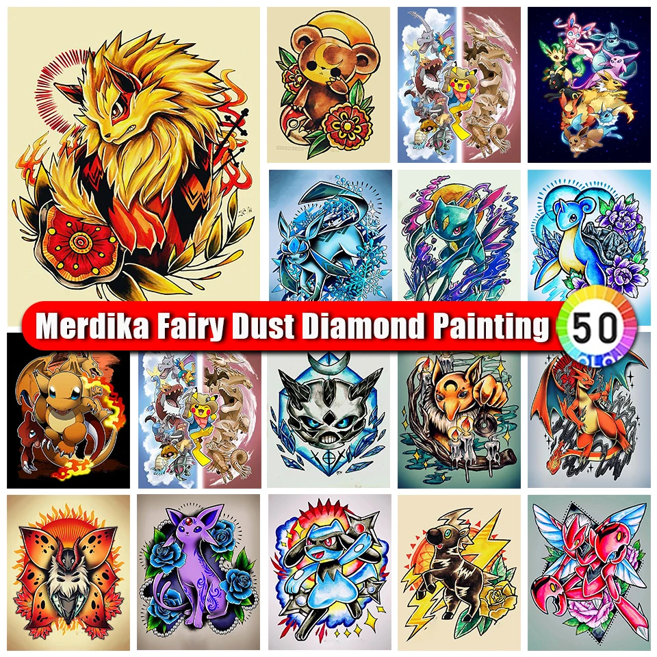 

Merdika Fairy Dust Diamond Painting Pokemon Cartoon Art Embroidery Cross Stitch Picture Diy Diamond Mosaic Anime Home Decor Gift