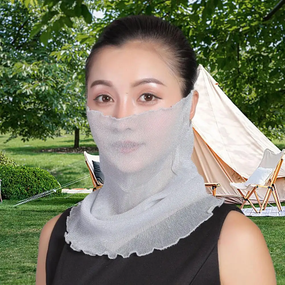 

Chiffon Neck Gaiter With Earloops For Women Breathable UV Sun Protection Face Bandana Scarf For Outdoor Cycling Travel 스카프