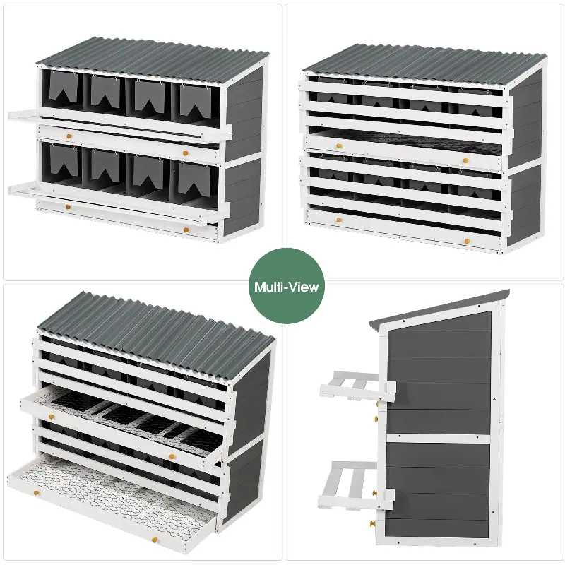 Nesting Boxes for Chickens, Wooden Chicken Nesting Box, 8 Compartments Egg Laying Boxes for Hens and Aninal Accessories