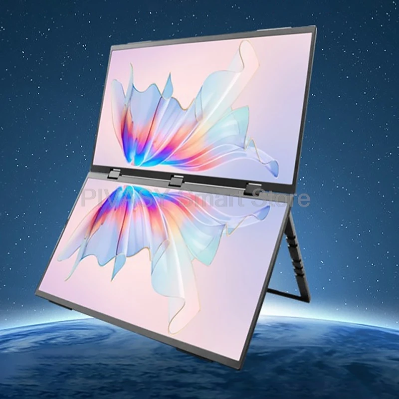 شاشة مزدوجة محمولة مقاس 18.5 بوصة مطوية IPS 1920*1080 Type-C HDMI 60 هرتز لتجارة مخزون الألعاب شاشة خارجية فعالة