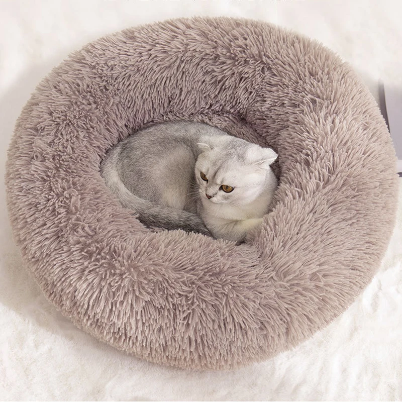 40-100 cmRound Pet Bed for Large Dog Super Soft Long Plush PetBed Kennel Warm Outdoor Pet Cat Dog Bed Mat Portable Cat Supplies