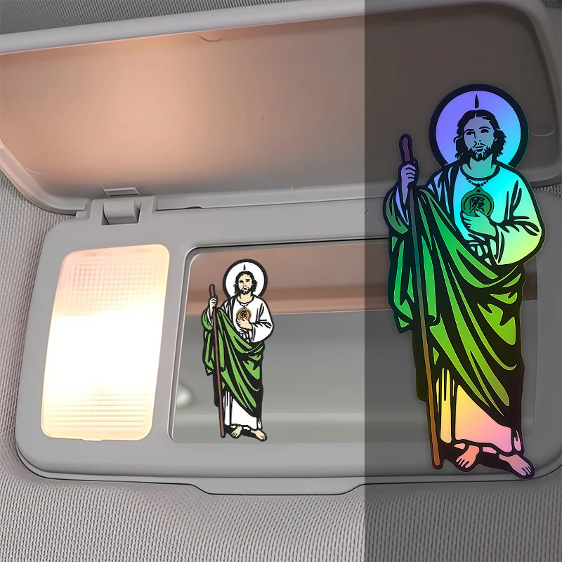 

2PCS Holographic Saint Jude Sticker – Waterproof Vinyl Decal for Car & Laptop Decor