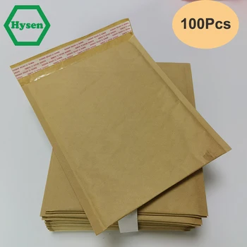 Hysen 100pcs bubble envelope Kraft paper bags shockproof bubble mailers padded shipping mailing bags packaging