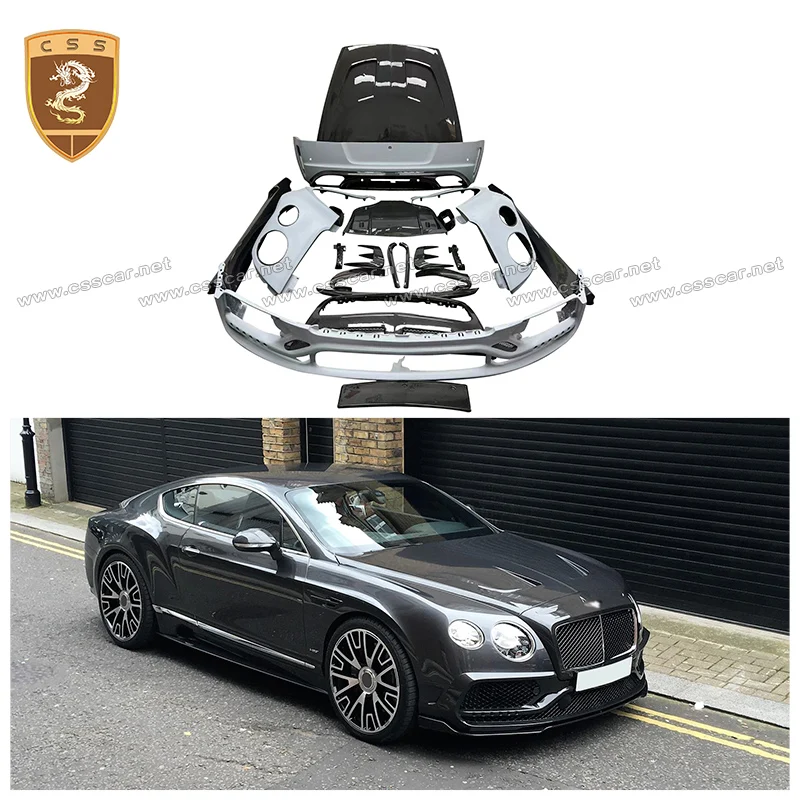 

For Bentley Continental GT 2012-2018 MSY Style Car Front Bumper Center Grille Rear Bumper Side Skirts Front Hood Bonnet Bodykit