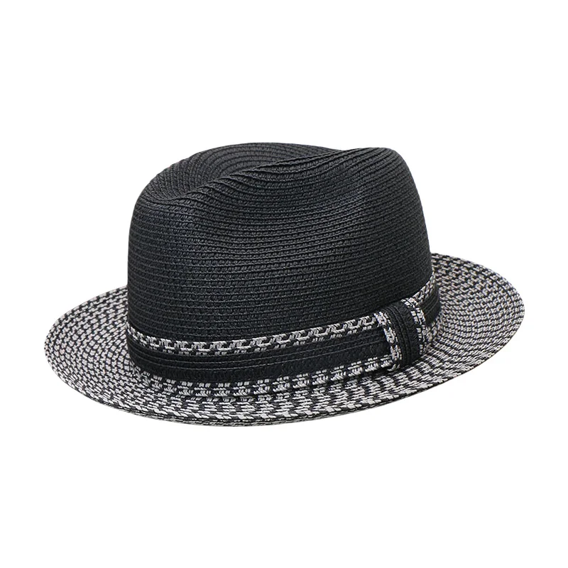 

New Patchwork Decorative Unisex Jazz Hat, Popular In Europe And America, Paper Braid Mixed Color Straw Hat For Sun Protection