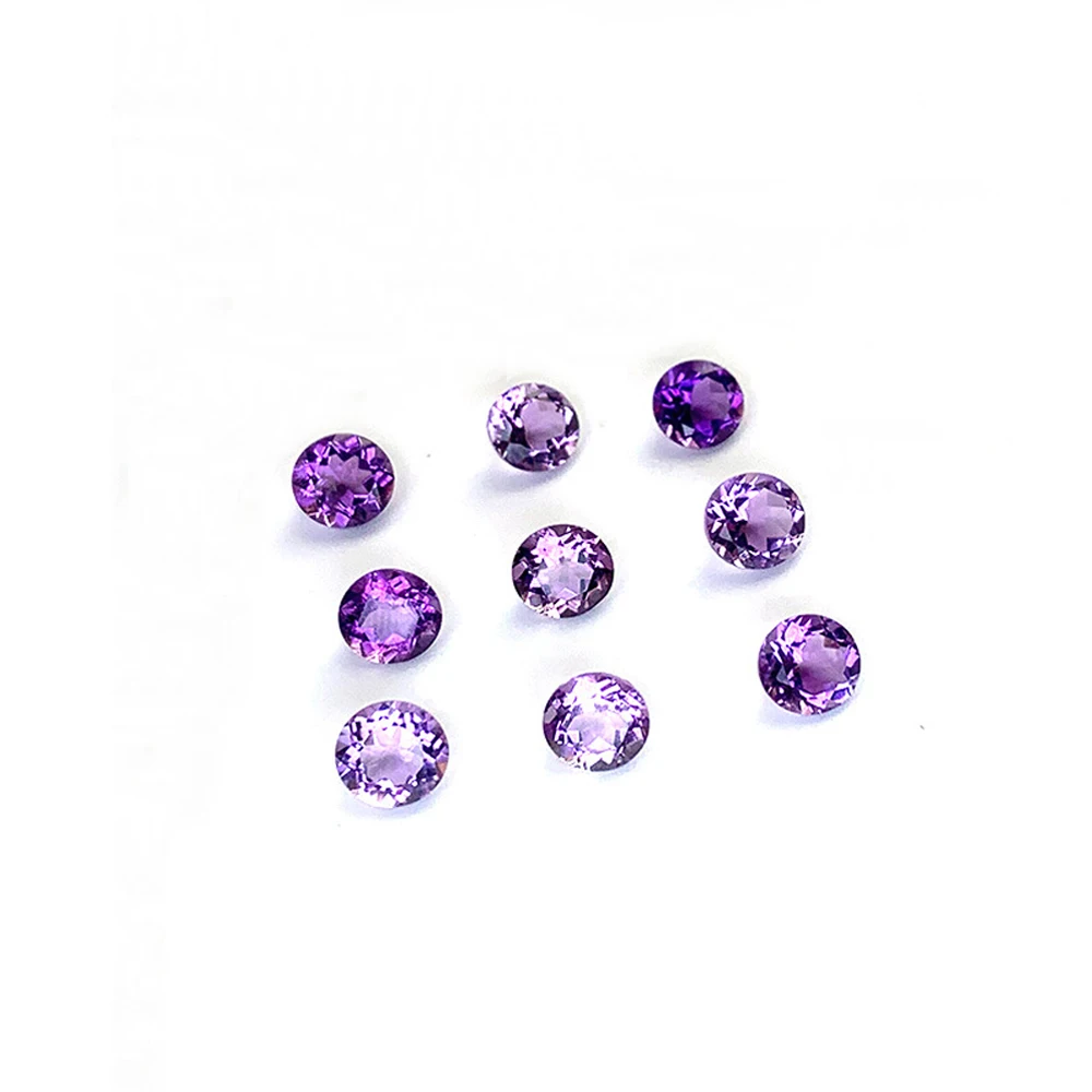 

Authentic Natural Amethyst Crystal Eye Clean 20pcs/lot Round 7mm-10mm Facet Cut Loose Stones For Jewelry Making