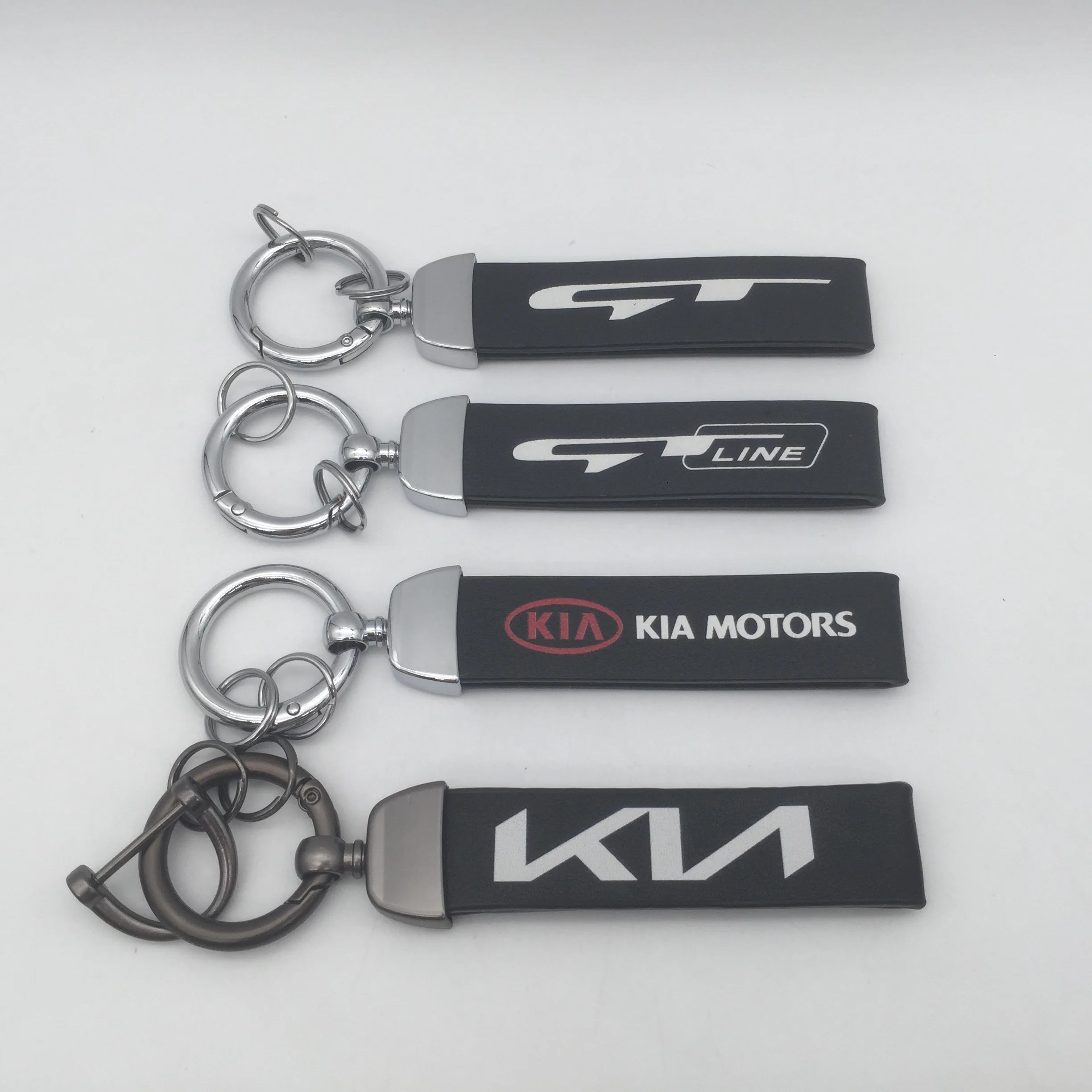 1pcs 3D Metal+Leather for GT LINE Car Key Ring Emblem Keychain key chain Keyring badge Decal styling Accessories