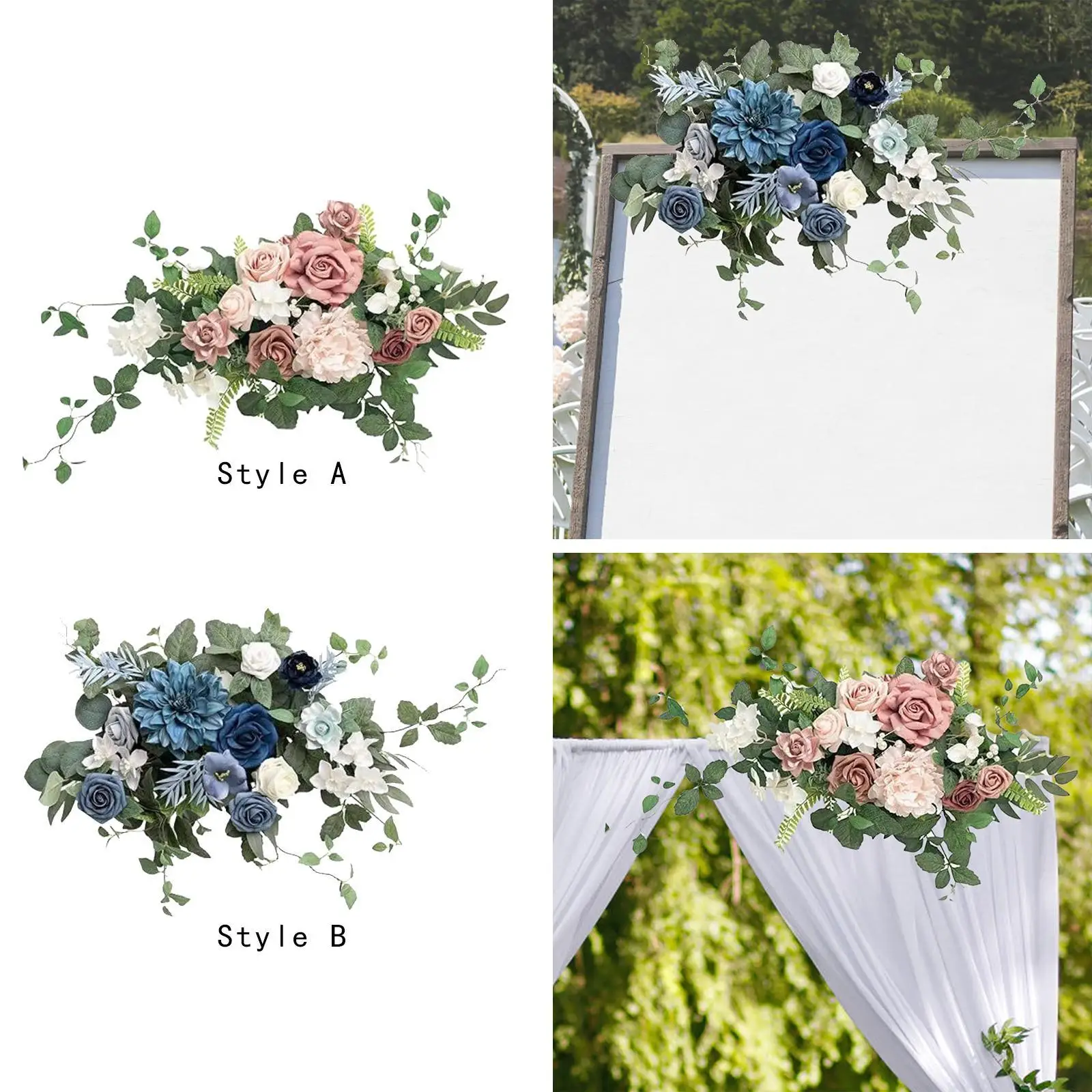 Artificial Flowers Wedding Floral Swag 25.5x11.8inch Multifunctional for