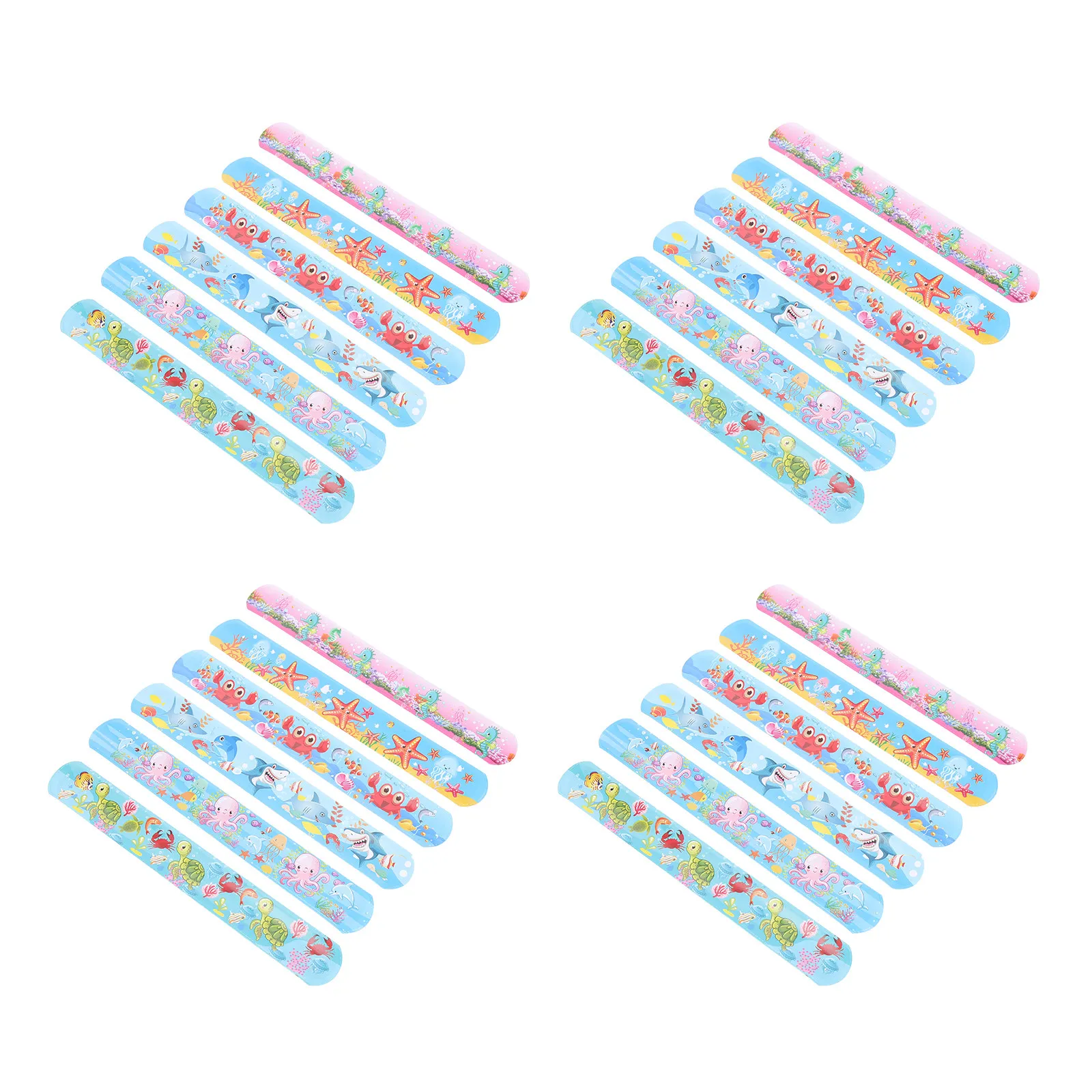 

24pcs Pvc Slap Bracelets Marine Life Animal Pattern Wristbands For Kids Party Favors Lightweight Flexible Cartoon Hand Rings