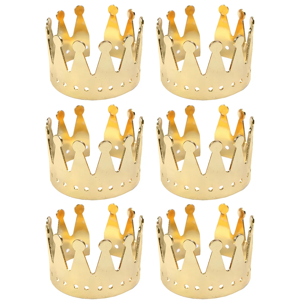 6 Pcs Wedding Crown Napkin Ring Dinner Party Holder for Table Alloy Rhinestone Holders