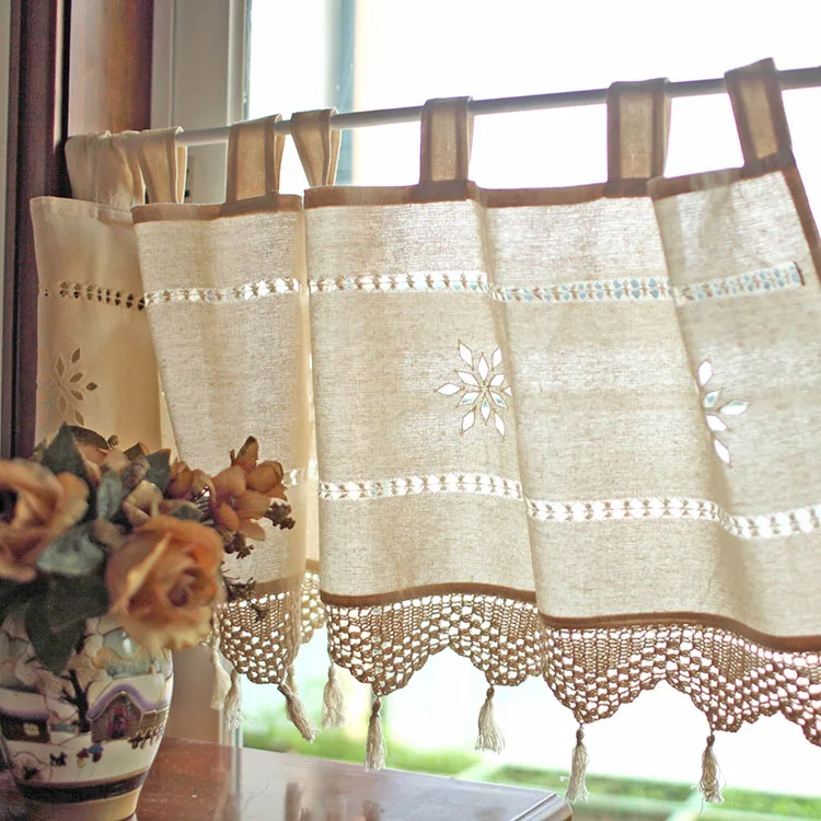 Mori log wind Japanese cotton and linen half curtain coffee curtain sling curtain cabinet ash blocking simple