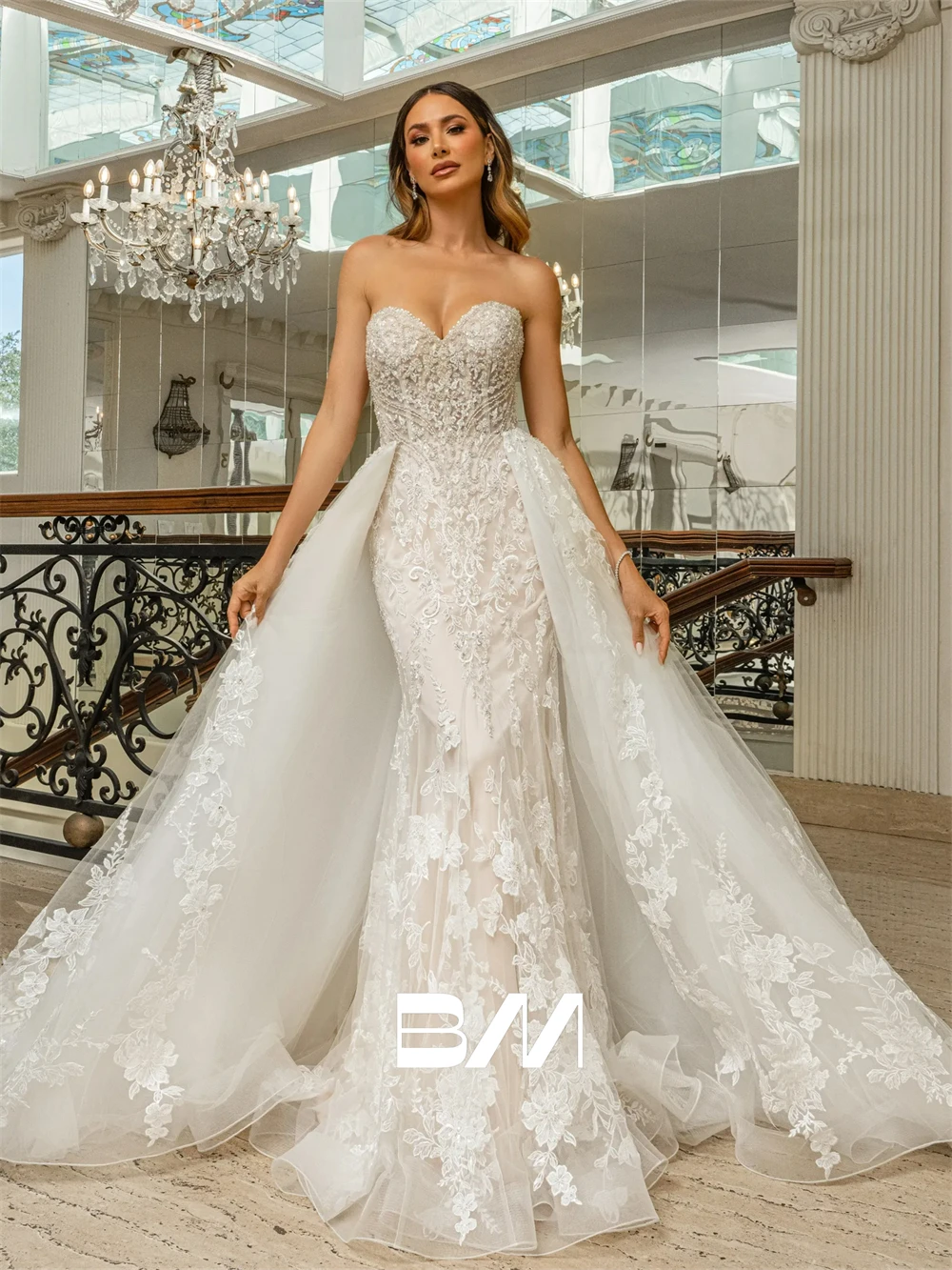 

Luxury Wedding Dress for Brides 2025, Two-Piece with Detachable Train, Beaded Lace Mermaid Bride Dresses Customized Bridal Gown