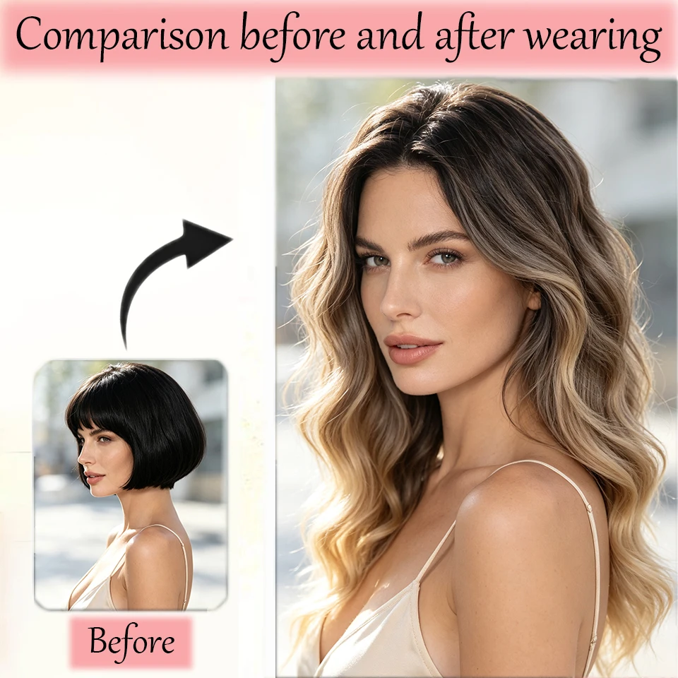 Synthetic Shoulder Length Middle Part Curly Wavy Bob Lace Front Short Wigs For Women Cosplay Daily Party Halloween Christmas Use