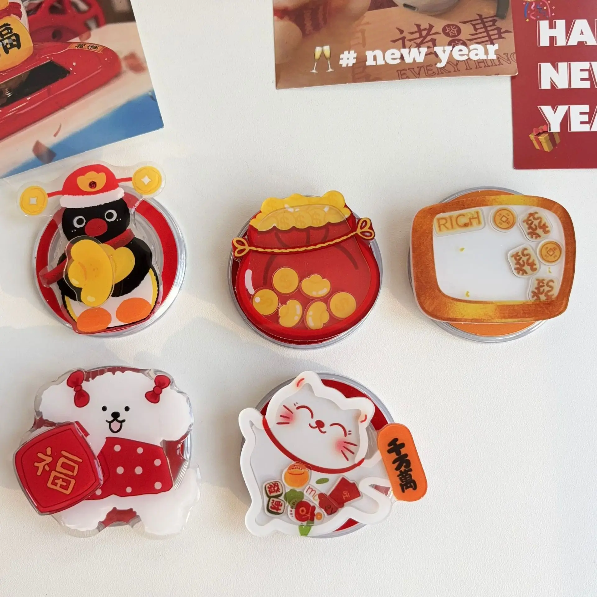 

Веселая качающаяся подставка для кошки с новым годом, подходящая для магнитного телефона Magsafe, настольного компьютера, ленивого артефакта, творчества