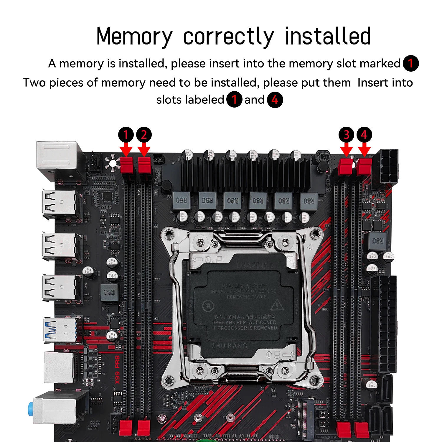 MACHINIST X99 PR8-H Moederbord optioneel Intel Xeon E5 2666 V3 CPU Kit LGA 2011-3 en DDR3 2 * 8 GB ECC RAM Set NVME / SATA M.2