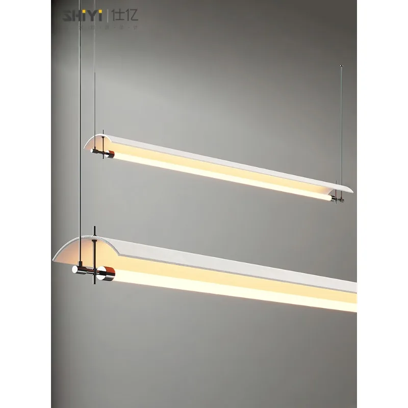 Long dining chandelier Italian light luxury minimalist one-character dining table light creative super long office bar light res