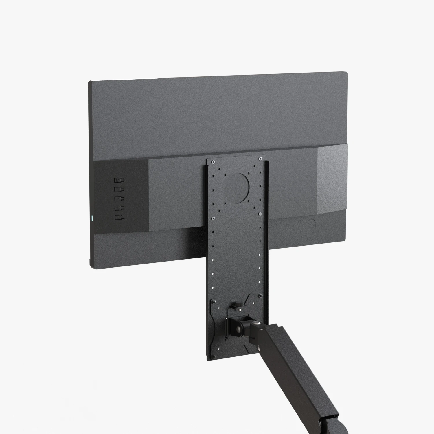 Adjust screen Up and Down or Left Right with monitor support by a borad through VESA holes height lower setting
