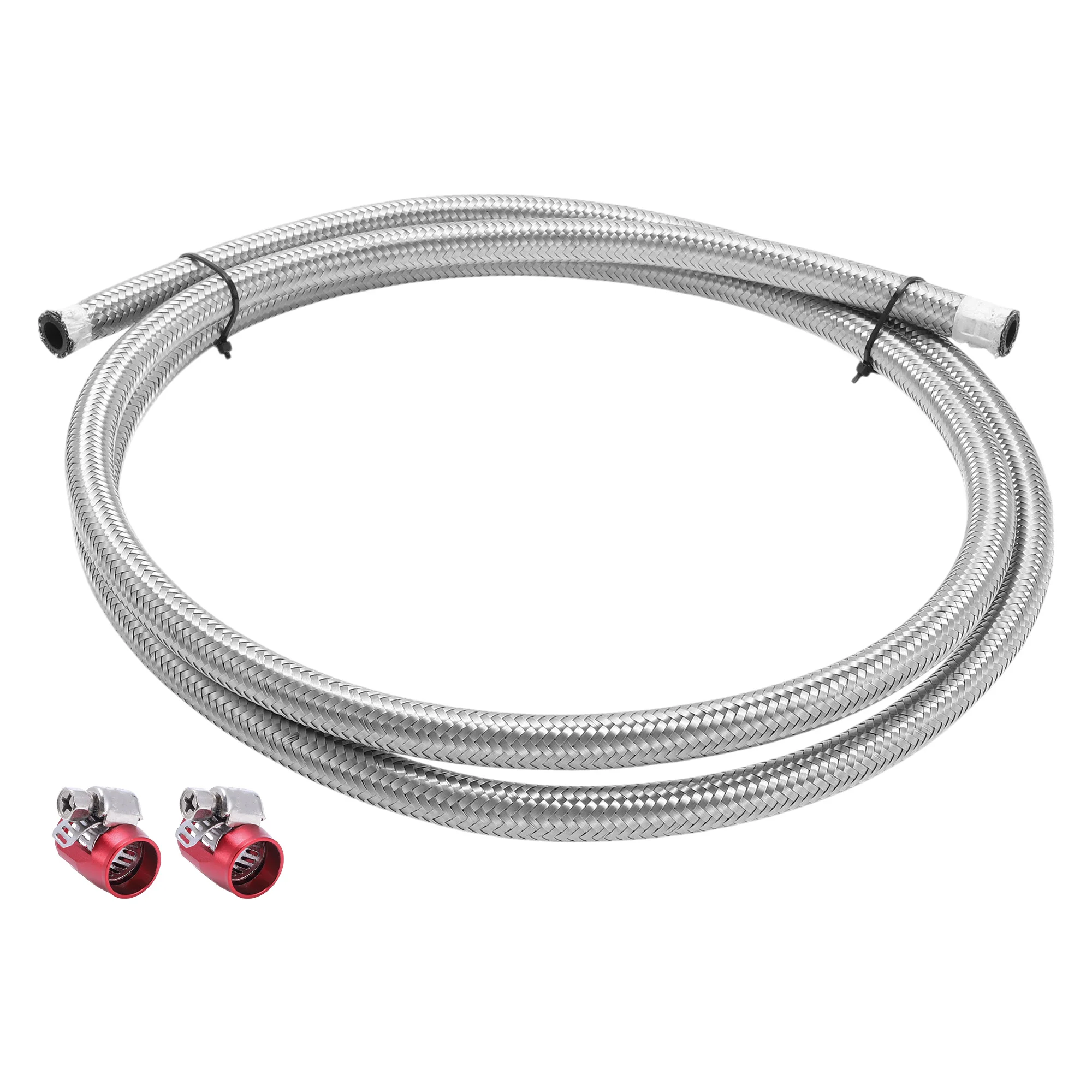 

UXCELL AN-6 Fuel Line Kit 6.52ft Hose Automotive Fuel Hose with 2 Clamps 8.73mm(ID)