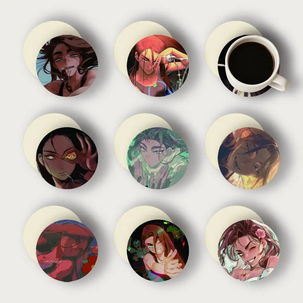 Anime alien stage hyuna 2D Wooden Coasters Heat Resistant Non-Slip Holiday Birthday Gift Durable