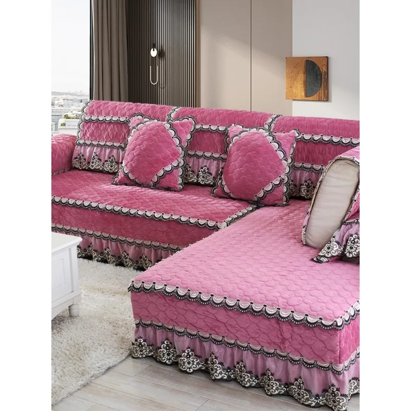 Plush Sofa Cushion, New Autumn Winter Full Wrap Slipcover, Universal Non-slip Seat & Backrest Decorative Throw