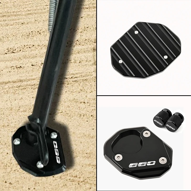 For TRIUMPH Trident 660 Daytona 660 2021-2023 2024 Motorcycle CNC Accessories Side Stand Extended Support Pads 660 Valve Caps