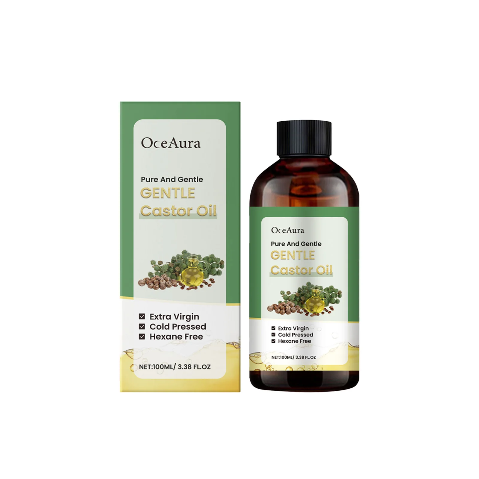 

OceAura MultiEffect Castor Oil Gentle Moisturizing Hydrating And Repairing Skin And Nourishing Hair Follicles