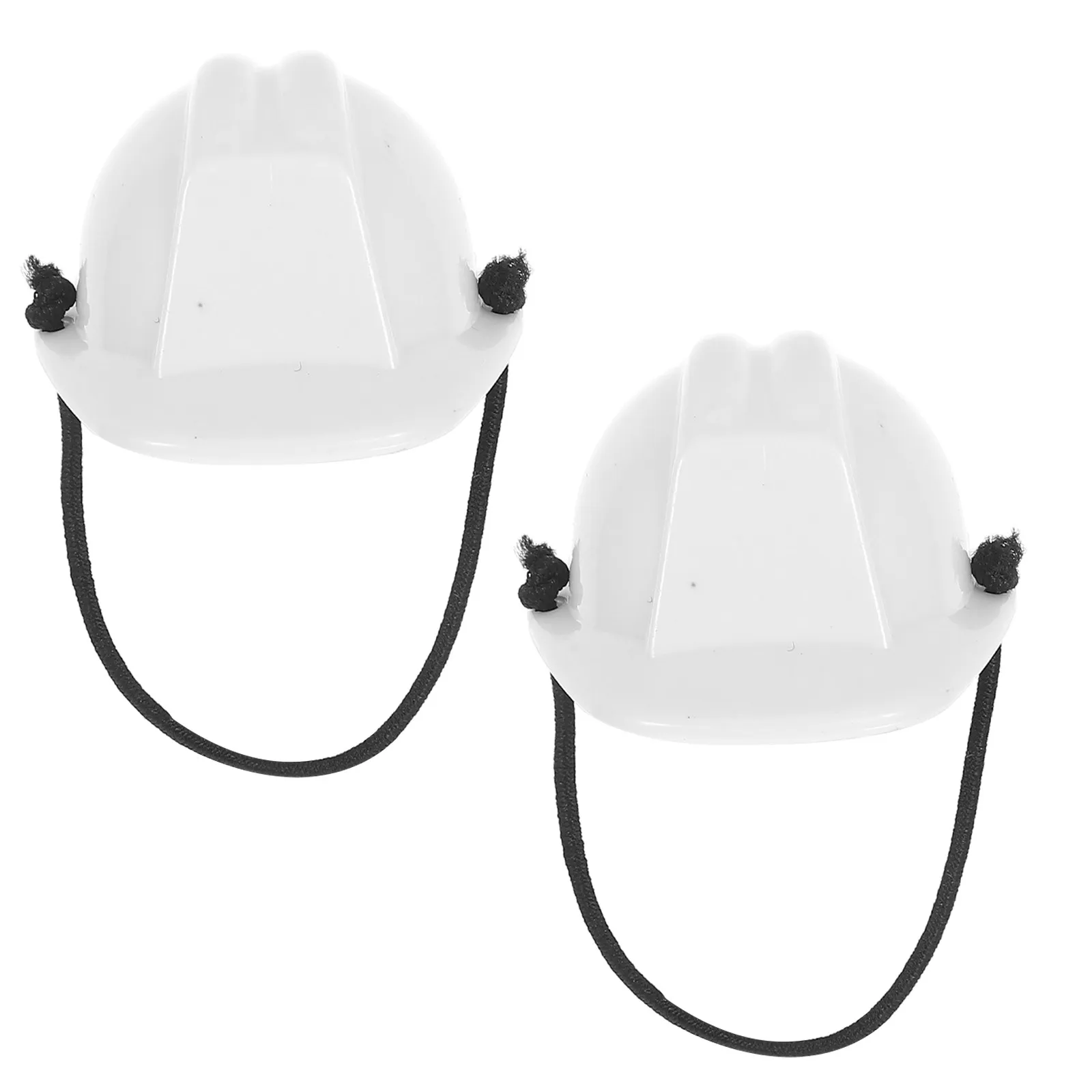 

2Pcs Pet Safety Helmets Mini Construction Hard Hats Secure Spring Rope Fit for Small Animals Dollhouse Accessories Small Size