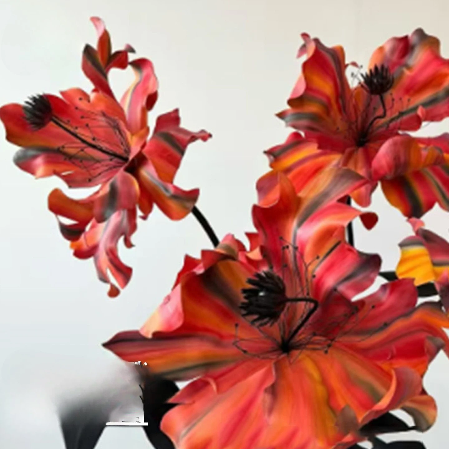 Red flame lily artificial flower high-end outdoor beauty wedding road guide flower arrangement decoration