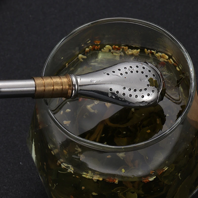 Yerba Mateティースプーン用の再利用可能なステンレス鋼ストロー、金属、洗える、フィルター、カクテル、バー