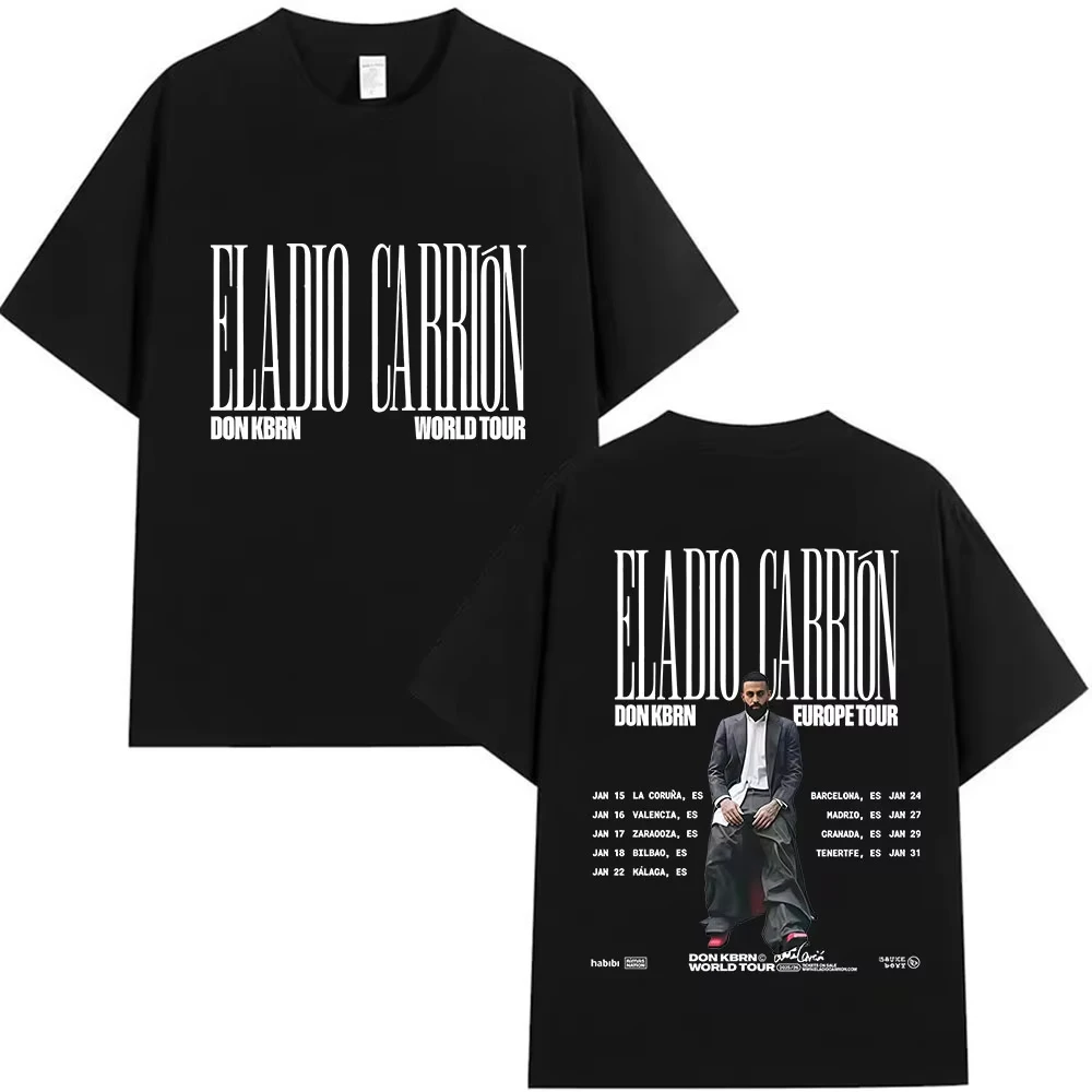 

Футболка с графическим принтом постеров с обложкой нового альбома и мировым туром рэпера Эладио Карриона, унисекс, в стиле хип-хоп, свободного кроя, оверсайз