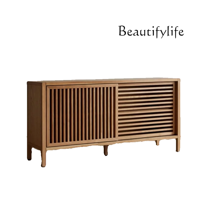 Japanese-Style Solid Wood Storage Cabinet Modern Minimalist Nordic Designer Household Log Grille Storage Cabinet